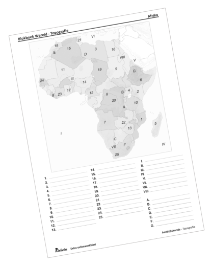 Topographie Afrika Arbeitsblatt Mit Lösungen Aardrijkskunde Topografie Wereld | Afrika - Educatieve Uitgeverij Kinheim